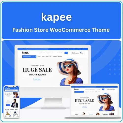 Kapee WooCommerce theme homepage showing fashion store layout with product filters