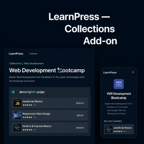 LearnPress Collections add‑on preview showing grouped courses in a curated bundle
