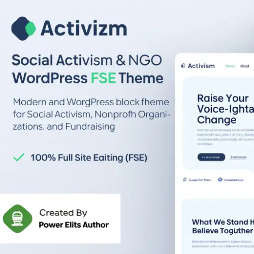 Activizm WordPress Theme showcasing NGO and activism layouts with donation features
