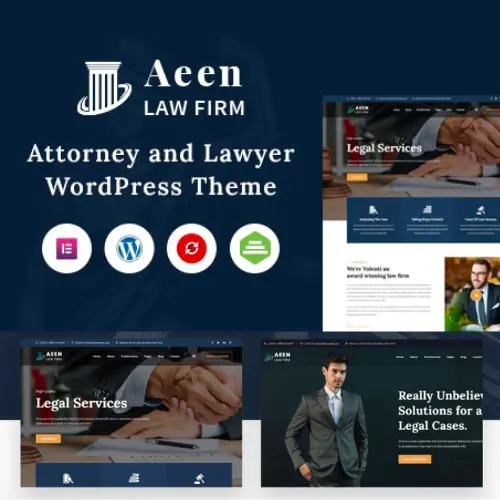 Aeen WordPress Theme showcasing lawyer and attorney firm layouts