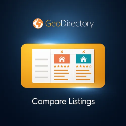 GeoDirectory plugin interface showing side-by-side listing comparison chart