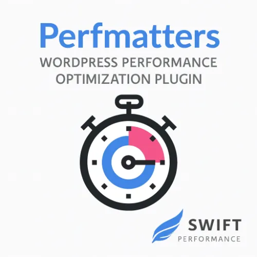 Perfmatters plugin preview showing toggle-based dashboard, script manager, and Core Web Vitals optimization tools.