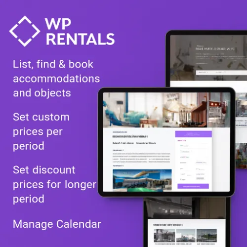 WP Rentals – GPL Booking & Accommodation WordPress Theme WP Rentals WordPress theme homepage showing vacation rental listings and booking calendar
